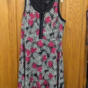 Michel Studio Charcoal Gray/Black And Pink Dress